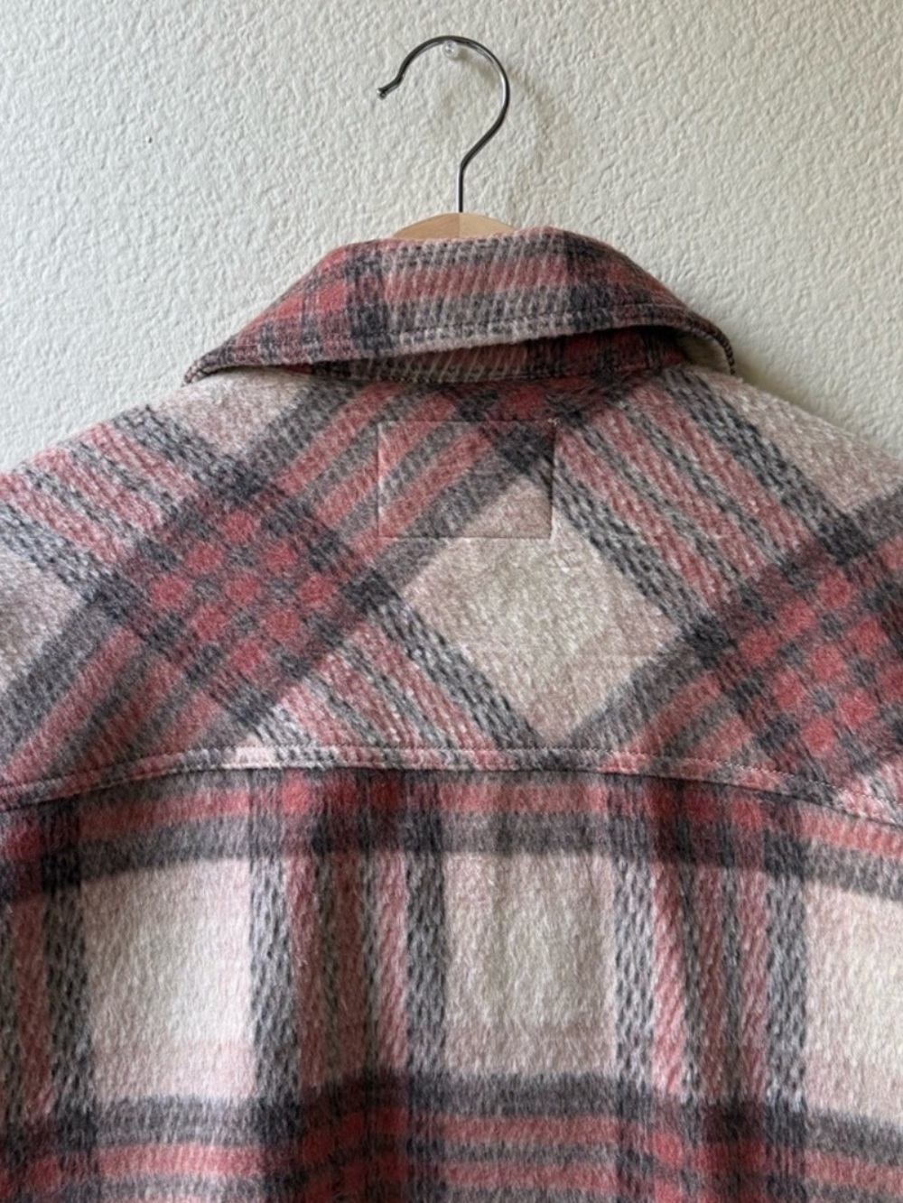 Roxy Wool Blend Red Cream Plaid Cropped Utility Jacket - Picture 12 of 13